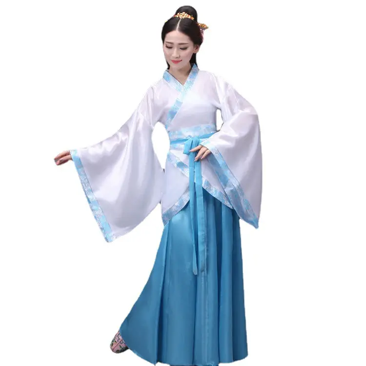 Cor branca hanfu feminina roupa tradicional chinesa, fantasia han dynasty, vestido para mulheres