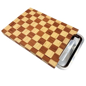 Planche à découper en bambou avec plateau en acier inoxydable, multifonctionnelle, pour usage domestique, forme rectangulaire - Product Image 2