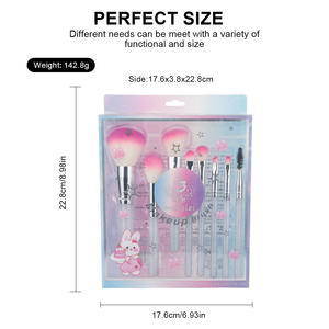 Boîte cadeau personnalisée ensemble de pinceaux de maquillage cheveux synthétiques doux poignée de paillettes liquides naturels outils cosmétiques pour le visage pinceaux de fond de teint - Product Image 6