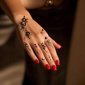 Tatuajes Temporales al por Mayor de Serpiente <span class=keywords><strong>Negra</strong></span> Pequeña para Dedos y Nudillos, Pegatinas Impermeables de Flores para Cuerpo, Cara y Manos para Mujeres, Festivales y Uso Diario - Product Image 3