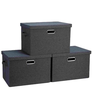 Large Foldable <b>Storage</b> <b>Box</b> with Removable Lid and Handles <b>Linen</b> Fabric <b>Storage</b> Bin Containers Organizer for Cloth - Product Image 1
