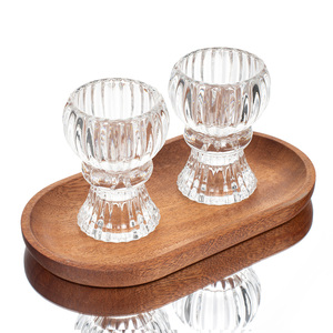 투명한 원형 유리 캔들 홀더 2-in-1 빈 캔들 용기 웨딩 장식용 유니크 제품 도매 - Product Image 2