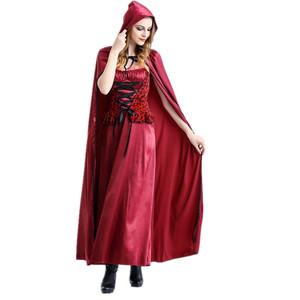 Disfraz de Caperucita Roja para Mujer Adulta, Conjunto de Vestido de Cosplay con Capa, Traje de Juego de Rol de Cuento de Hadas para Halloween - Product Image 5