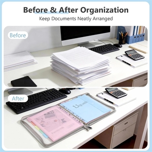 แฟ้มซิปพร้อมช่องใส่เอกสารขนาด Letter 12 สีสันสดใส ขนาด 11" x 8.5"  แบบ 3 ห่วง พร้อมตัวแบ่ง<span class=keywords><strong>เอกสาร</strong></span>ขนาดใหญ่ - Product Image 5