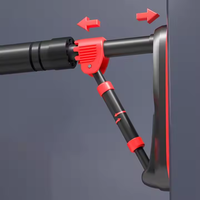 Barre de traction pliable en acier de haute qualité Noir+Rouge 65-90cm Portable pour usage domestique Équipement de fitness écologique ZJFIT