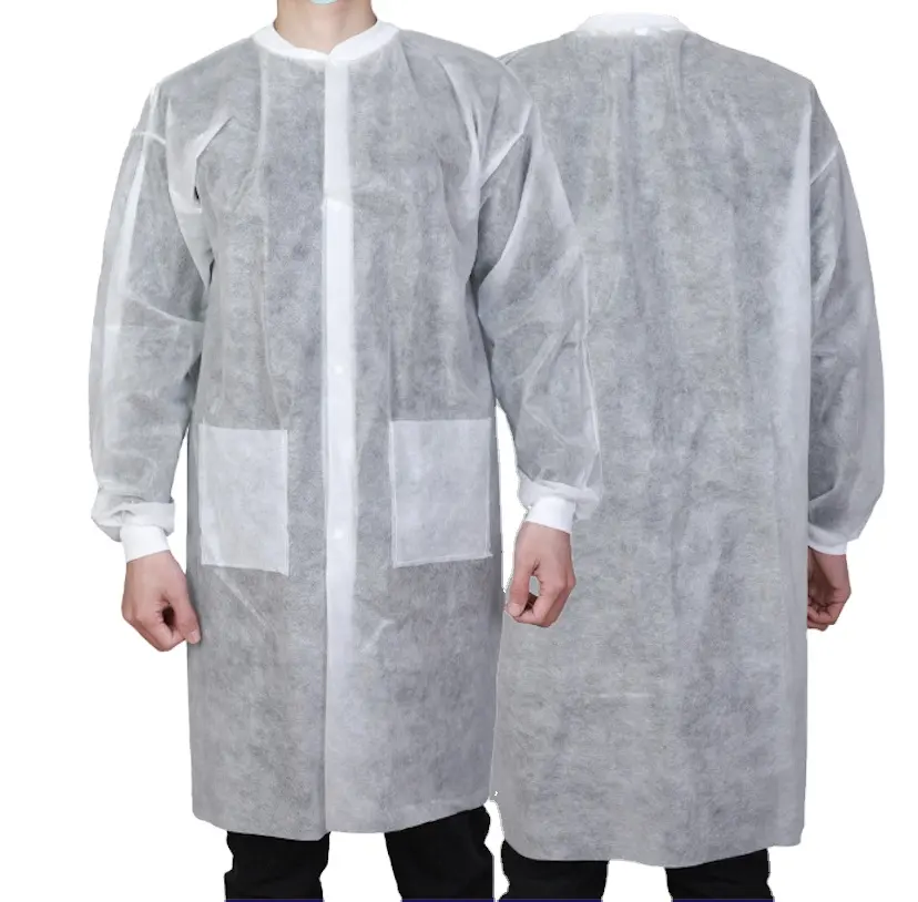 LAB-Jacke Besucherkleid SMS LAB Mantel Einweg-Arzt Krankenschwester Arbeitskleidung weiß Krankenschwesteruniform Kleid Vliesstoffe 3 Jahre
