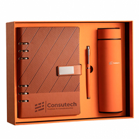 Coffret Cadeau Luxe Agenda A5 en Cuir, Journal de Bureau Professionnel, Logo Personnalisé, Agenda 100 Feuilles avec Stylo et Bouteille, Carnet à Couverture Rigide
