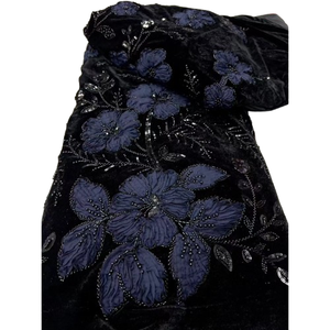 NI.AI nuovo tessuto in corda di pizzo con perline e paillettes Nigeria tessuto in velluto per donne abito da sposa materiale - Product Image 1