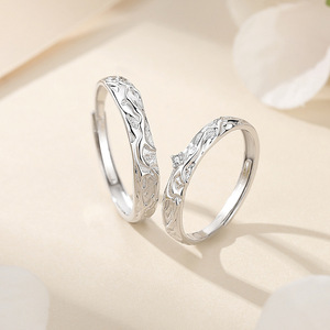 Anillo <span class=keywords><strong>de</strong></span> <span class=keywords><strong>Pareja</strong></span> Simple <span class=keywords><strong>de</strong></span> Plata <span class=keywords><strong>de</strong></span> Ley 925 con Circonita, <span class=keywords><strong>Anillos</strong></span> Ajustables Abiertos para Hombre y Mujer, Joyería <span class=keywords><strong>de</strong></span> Compromiso y Boda para Enamorados - Product Image 5