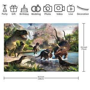 5x3ft Jurassic Dinosaurier Banner Hintergrund Kinder Jungen Party Geburtstag Dekorationen Dschungel Dinosaurier Foto Hintergrund Banner - Product Image 4