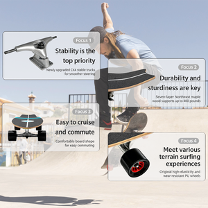 Nouveau design de skateboards <span class=keywords><strong>surfskate</strong></span> en bois à quatre roues avec roues en PVC résistantes à l'usure pour les jeunes débutants - Product Image 5