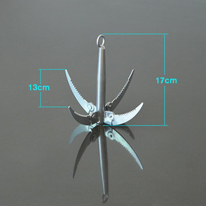 มีดตัดวัชพืชโลหะแบบพับได้สี่ง่าม สำหรับอุปกรณ์ตกปลาในน้ำจืด - Product Image 2