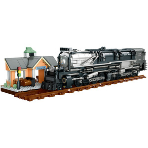 Modelo de Tren de Vapor <span class=keywords><strong>Bigboy</strong></span>, Serie Ferroviaria Retro Europea, Bloques de Construcción de Partículas Pequeñas, Regalo, JJ9245, 1277 Piezas/Set - Product Image 5