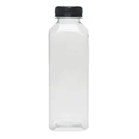 Garrafas de leite de suco de plástico transparente, livre de bpa de grau alimentício, 16 oz, tampas evidentes e canudos, 12 conjuntos em massa