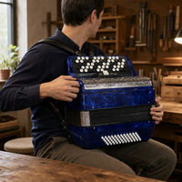 Accordéon professionnel en bois, système B, 60 basses, avec motifs sculptés exquis, pour performance folklorique sur scène, sac de transport portable