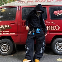 Ensemble sweat à capuche et pantalon de survêtement personnalisé, style Y2K tendance, haute qualité, respirant, streetwear, coupe oversize, grammage lourd 350 GSM