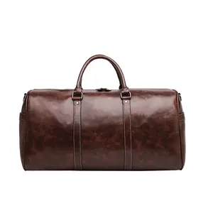 Travel Duffle Bag For Men Women Leather Overnight Weekender Bag Vintage Luggage Carry On Airplane Large Retro Unisex