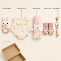 KAIYUE Coffret Cadeau Bébé Lapin au Crochet, Barboteuse Tricotée à Pois, Couverture en Mousseline, Cadeau de Naissance, Vente en Gros OEM ODM