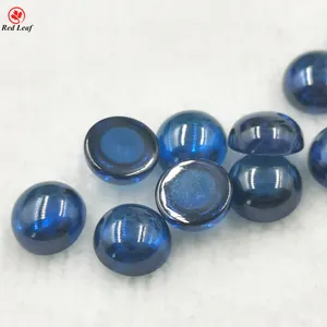 Cz Blue Sapphire Gemstone Synthetic Flat Bottom Cabochon Zircon Stone Round Shape Cubic Zirconia Synthetic (lab Created)