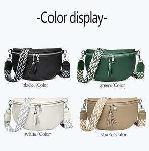 Marsupio in vera pelle marsupio borsa a tracolla da donna borsa da petto in pelle con tracolla larga - Product Image 5