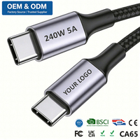 Cable USB Tipo C de 10 pies de Largo, Cable de Carga Rápida PD 240W 5A, Cable USB C Personalizado de Fábrica con Trenzado de Nailon, 1m 2m 3m, Cable USBC a USBC