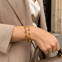 Bracelet multi-styles en acier inoxydable avec motifs géométriques, étoiles, croix, coquillages et conques, pour femmes, bijoux de luxe de niche et de mode haut de gamme, vente en gros