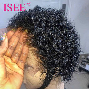 Parrucca anteriore in pizzo a buon mercato Pixie capelli corti donne nere Perruque Pixie Cut capelli umani <span class=keywords><strong>Bob</strong></span> 180% densità corta Pixie Cut parrucca riccia - Product Image 4