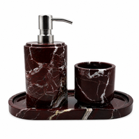 Ensemble de salle de bain en marbre Rosso Levanto NANWEI, accessoires de vanité sur mesure en gros pour la décoration d'hôtels de luxe
