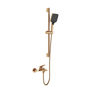 Rose Gold Bathtub Faucet Shower Set 3.5-4.9 Gpm Ceramic Valve Single Handle Rain <b>Spray</b> Rectangle Head - Product Image 1