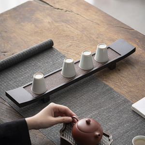 Rectangular Solid Wood Cup Holder Storage Rack Multi Functional Tea Ceremony Accessory Home Use Zen Inspired Dry Brewing Tray - Product Image 3