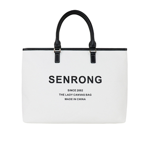 Bolsos de Mano Grandes de Lona, Bolsos de Mano de Algodón con Cremallera y Asas de Cuero, Logotipo Personalizado, Última Moda, Estilo de Diseñador, para Mujer - Product Image 6
