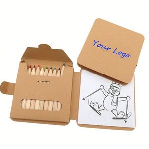 Ensemble de crayons de couleur miniatures avec logo personnalisé, 12 crayons en bois écologiques, kit d'apprentissage créatif promotionnel pour enfants, dessin, peinture - Product Image 2