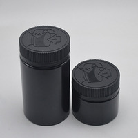 Bocaux PET à parois droites et à large ouverture 2oz 3oz 4oz 5oz 7oz, en plastique noir mat ou brillant avec bouchon sécurité enfant pour compléments alimentaires