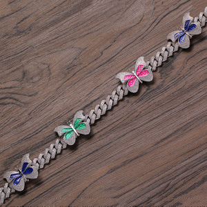 Collar de Cadena Cubana BC114 con Colgante de Mariposa de Latón, Zirconia y Baño de Plata, 13mm, 16 y 18 Pulgadas, Joyería Hip Hop para Fiesta, Regalo - Product Image 6