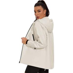 Giacca antipioggia leggera da donna Premium cappotto lungo Peva impermeabile con cappuccio per escursioni in stile semplice giacca a vento - Product Image 2