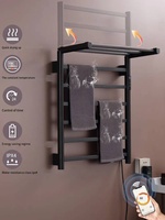 ELOILO Vente en gros de porte-serviettes chauffants intelligents en acier inoxydable certifiés CE, noir mat, chauffe-serviettes électrique pour salle de bain