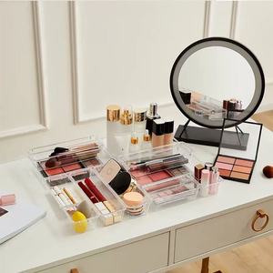 Transparent Plastic Storage <b>Bins</b> Set 4 Sizes Rectangle Non Slip Organizer Box For <b>Kitchen</b> Desk Cosmetic Drawer Divider - Product Image 3