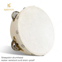 KIRSTEN CT-3 Music Enlightenment Education Durable Sheepskin Drumhead Single Row Wood Hand Drum Tambourines Stainless Steel