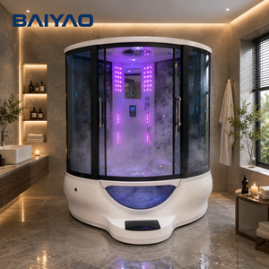 Nueva ducha moderna con luz LED enmarcada en negro, <span class=keywords><strong>cabina</strong></span> <span class=keywords><strong>de</strong></span> <span class=keywords><strong>vapor</strong></span>, cuadrante acrílico, uso en Hotel, hidromasaje, ducha <span class=keywords><strong>de</strong></span> bañera - Product Image 5