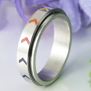 yunnique Arrow Shaped Rotating <b>Titanium</b> Steel Men's <b>Ring</b> Steel Color Geometric Design Gift Jewelry - Product Image 1