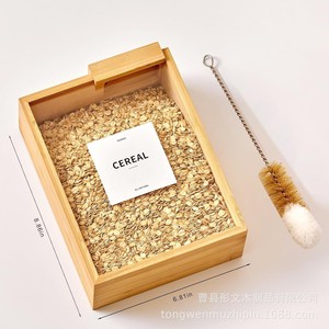 Rice Storage Box Wooden Airtight Rectangle With Sliding Lid For <b>Kitchen</b> Use - Product Image 4