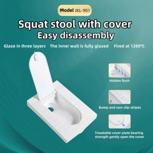 Cubierta de cerámica para inodoro de estilo asiático moderno, tipo de bandeja para uso en el baño doméstico, estilo Orissa - Product Image 5