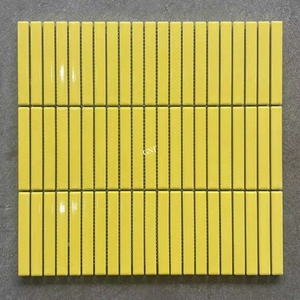 กระเบื้องโมเสคเซรามิกสีเหลืองลายเส้นสำหรับปูพื้นและผนังห้องครัว - Product Image 1