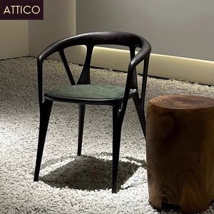 เก้าอี้ห้องรับประทานอาหารทำจากไม้หรูหรา sillas de comedor de madera สำหรับภายในโรงแรม Para restaurante เก้าอี้รับประทานอาหารหนัง PU สีดำ - Product Image 4