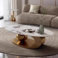Table Basse Ovale Nordique de Salon Moderne Luxe Grande Taille Design Boule de Thé Meuble de Maison en Métal