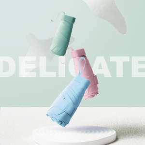 Paraguas Plegable Doble Uso, <span class=keywords><strong>Protector</strong></span> <span class=keywords><strong>Solar</strong></span> y de Lluvia, Diseño Mini Cápsula Plana de Goma Negra, para Mujer, Venta al Por Mayor - Product Image 5