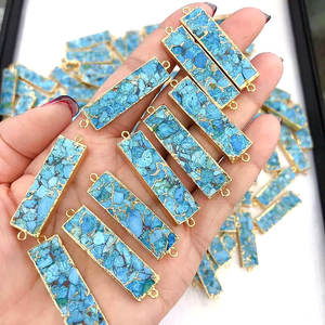 CH-LHP2171素敵な天然ターコイズチャーム金メッキ石コネクタメッキスクエア形状ターコイズ石チャーム卸売 - Product Image 1