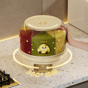 Seau à riz rotatif Mtbese avec couvercle hermétique, conteneur de stockage multi-céréales, anti-insectes, anti-humidité, pour usage domestique - Product Image 3