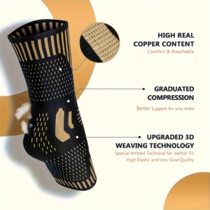 1 paire de manchons de soutien de la cheville en cuivre unisexe, évacuation de l'humidité avec stabilisation de la voûte plantaire, idéal pour le basketball, le tennis, la course à pied - Product Image 3