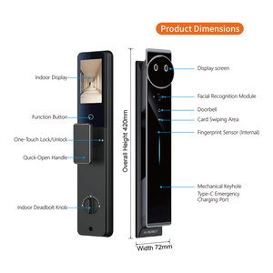 Serrure de porte intelligente multifonctionnelle, <span class=keywords><strong>solution</strong></span> de sécurité complète pour hôtel, appartement, bureau et installations publiques - Product Image 2